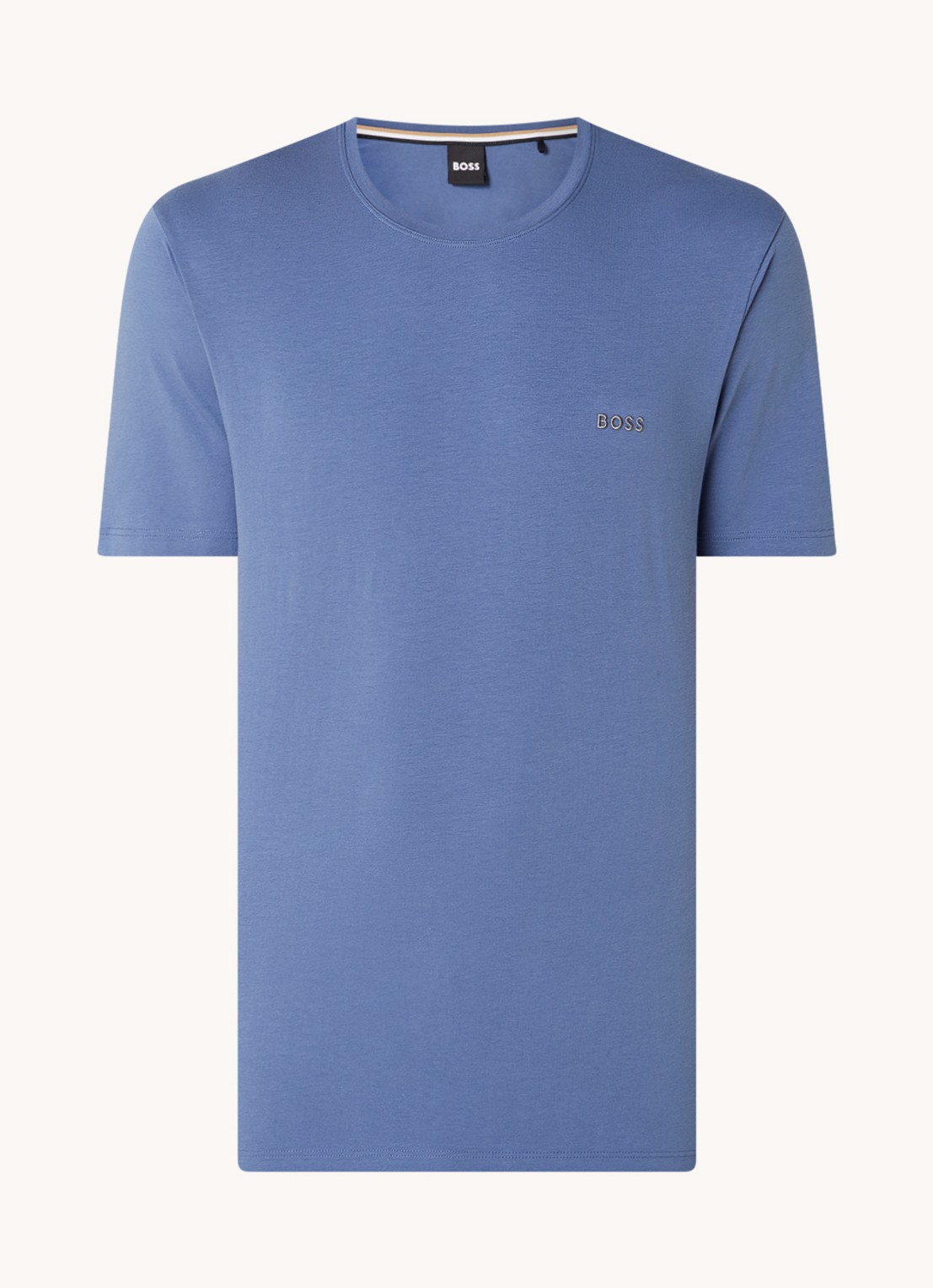 BOSS Pyjamatop met logo - voorkant blauw
