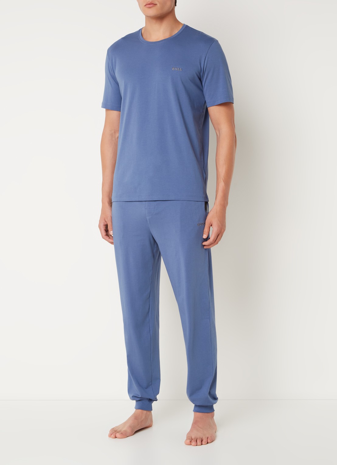 BOSS Pyjamatop met logo - voorkant 2 blauw