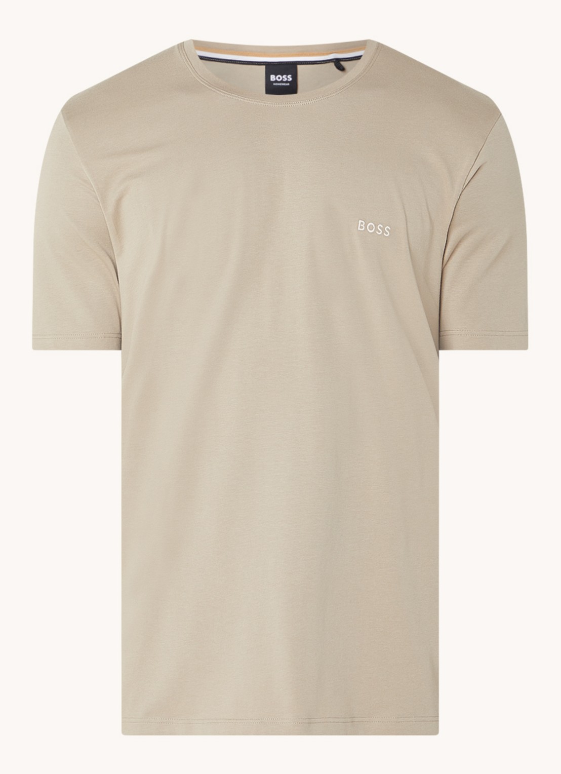 BOSS Pyjamatop met logo - voorkant beige