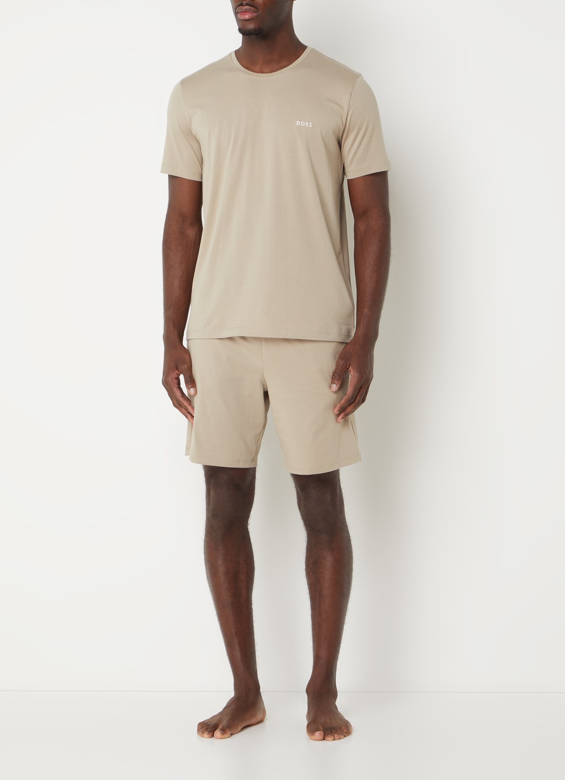 BOSS Pyjamatop met logo - voorkant 2 beige