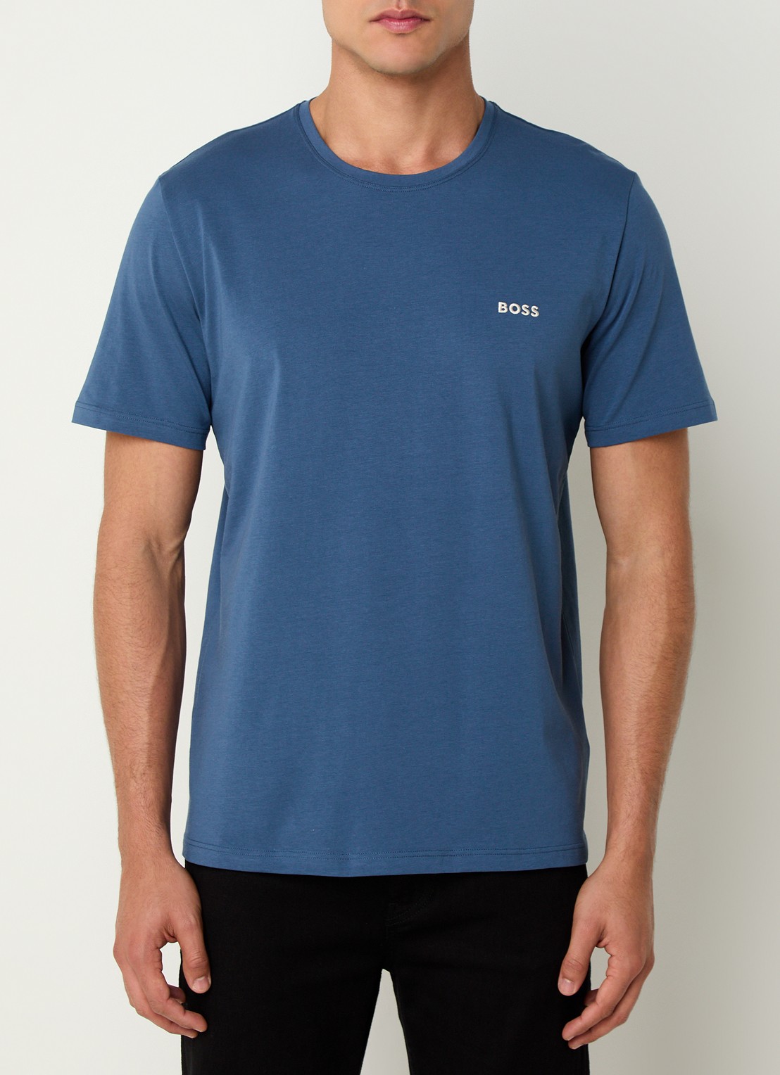 BOSS Pyjamatop met logo - detail 3 staalblauw