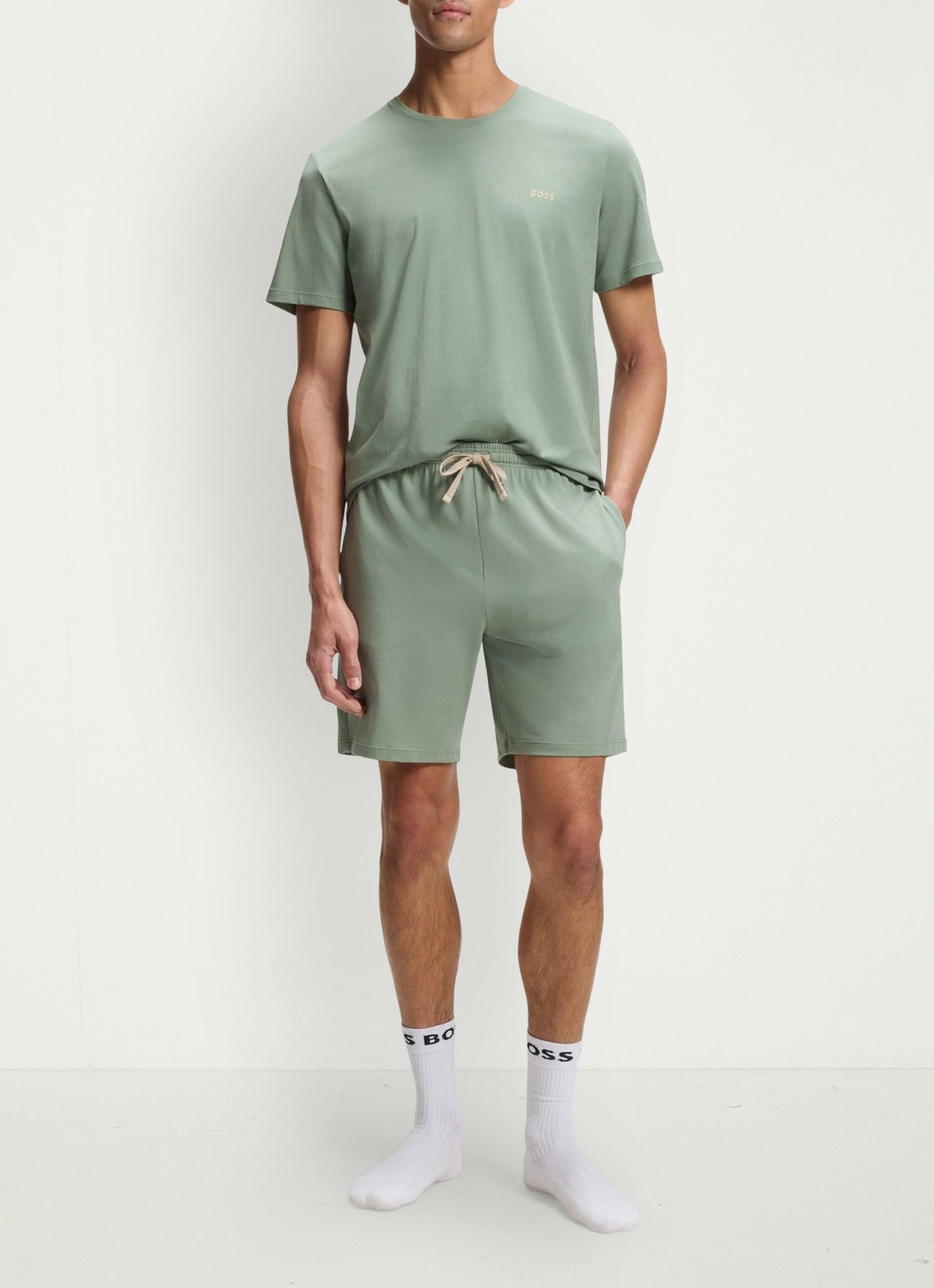 BOSS Pyjamatop met logo - voorkant 2 lichtgroen