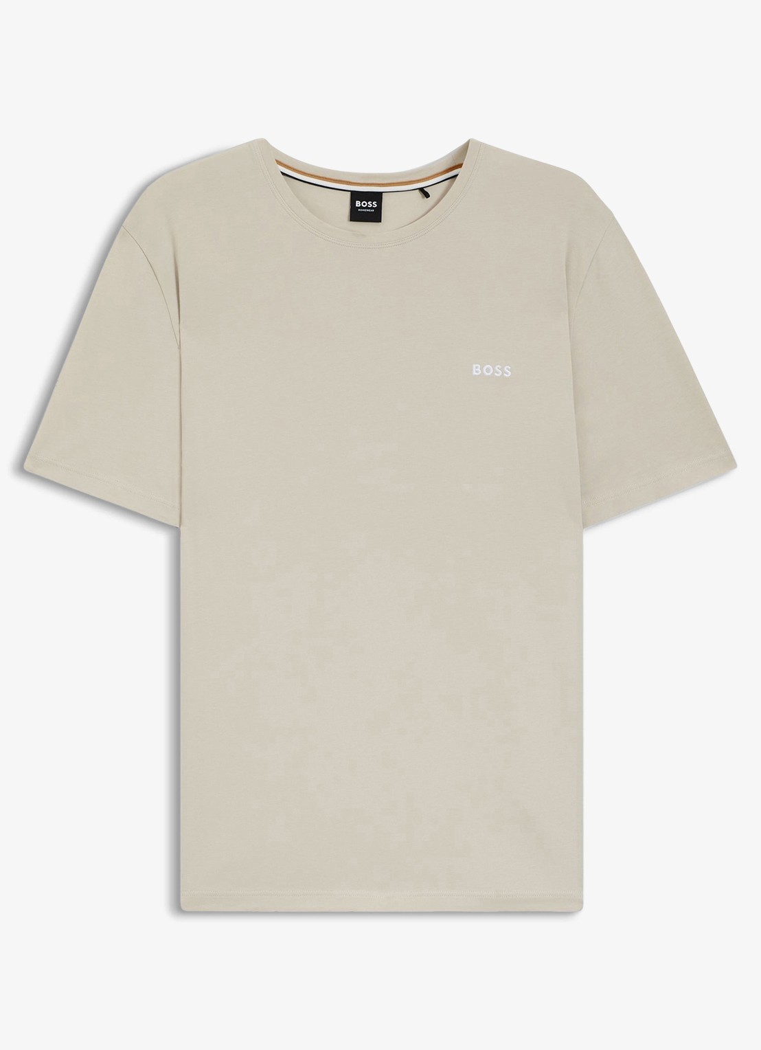 BOSS Pyjamatop met logo - voorkant 5 donkerbeige