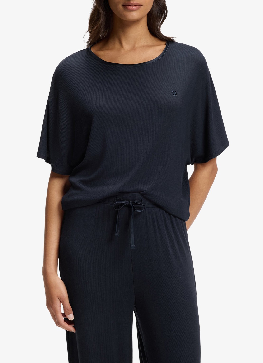 BOSS Pyjamatop met logo - detail 2 donkerblauw