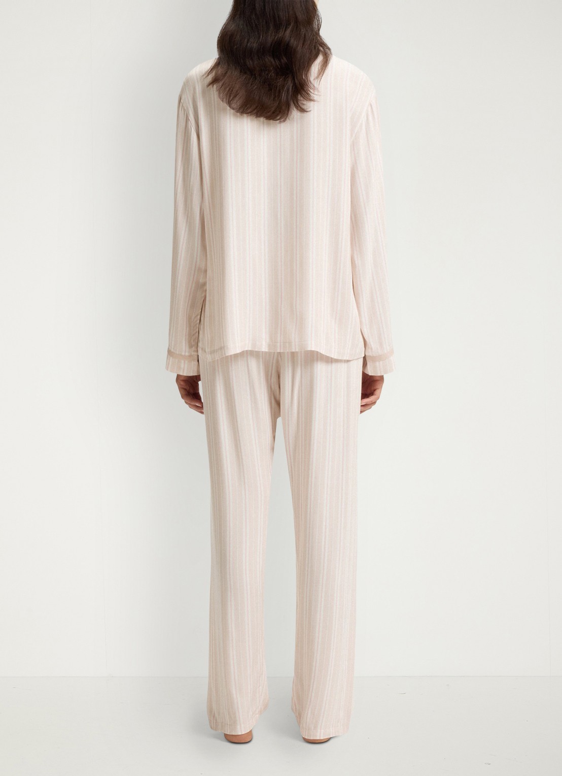 BOSS Pyjamatop met streepprint  - achterkant lichtroze