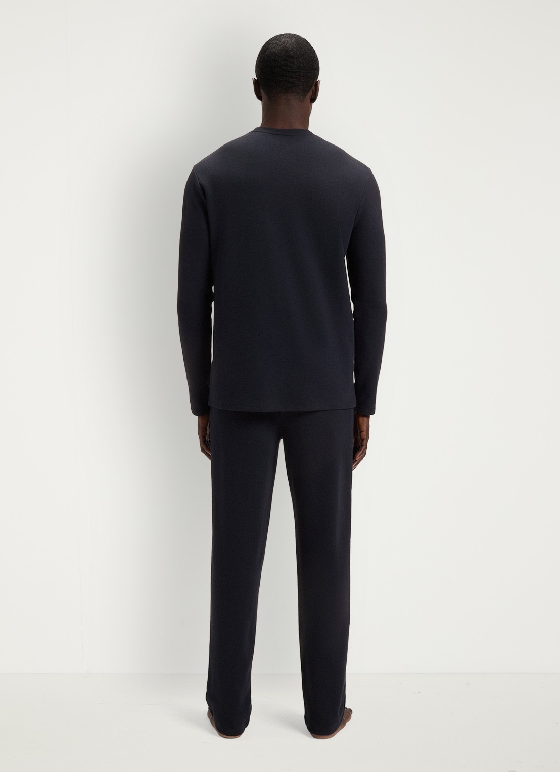 BOSS Pyjamatop met structuur en logo - achterkant 5 donkerblauw