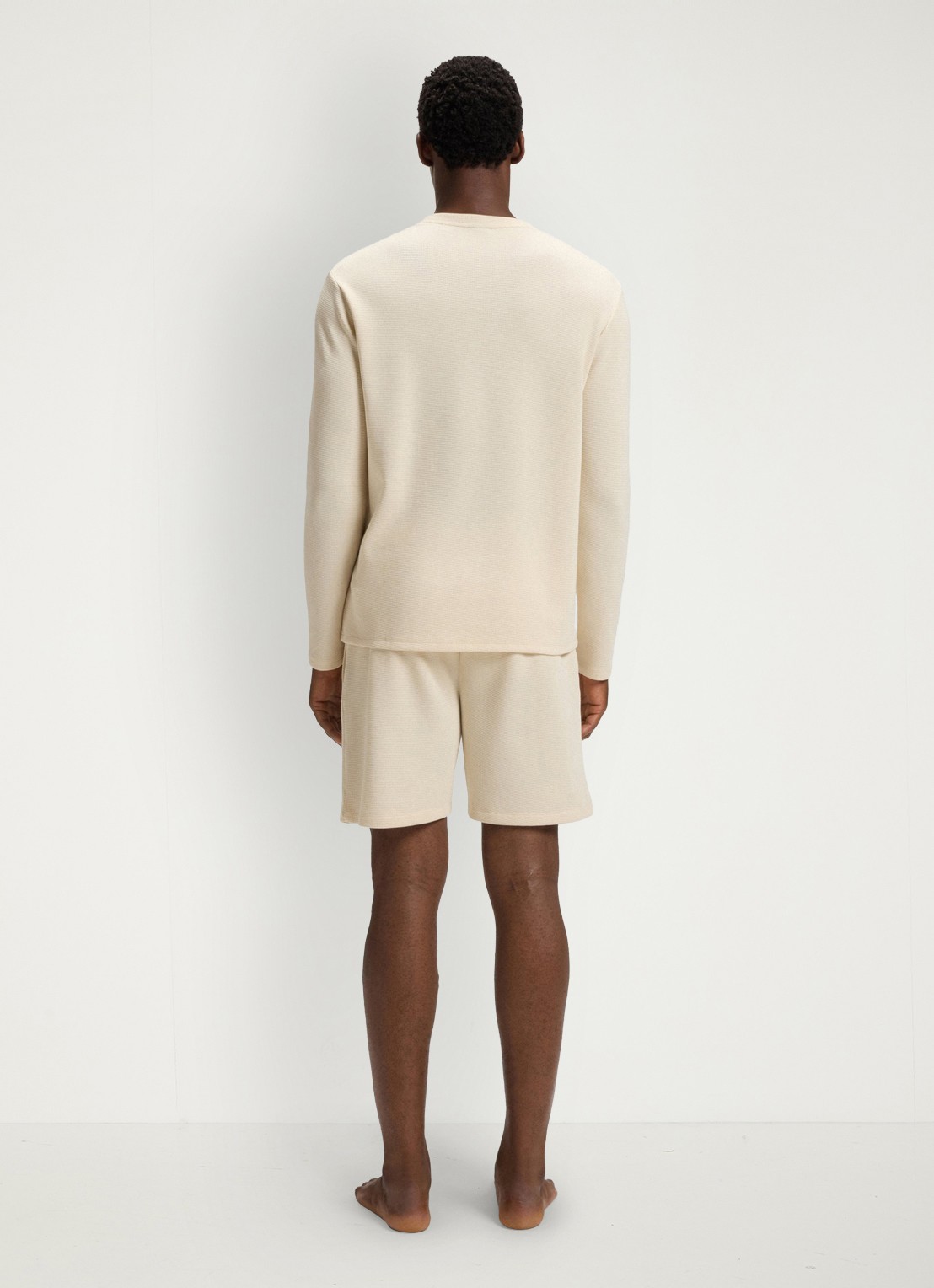 BOSS Pyjamatop met structuur en logo - achterkant 5 beige