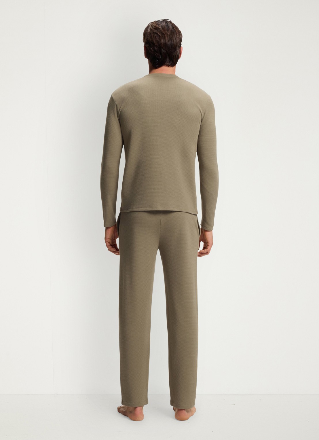 BOSS Pyjamatop met structuur en logo - achterkant 5 bruin