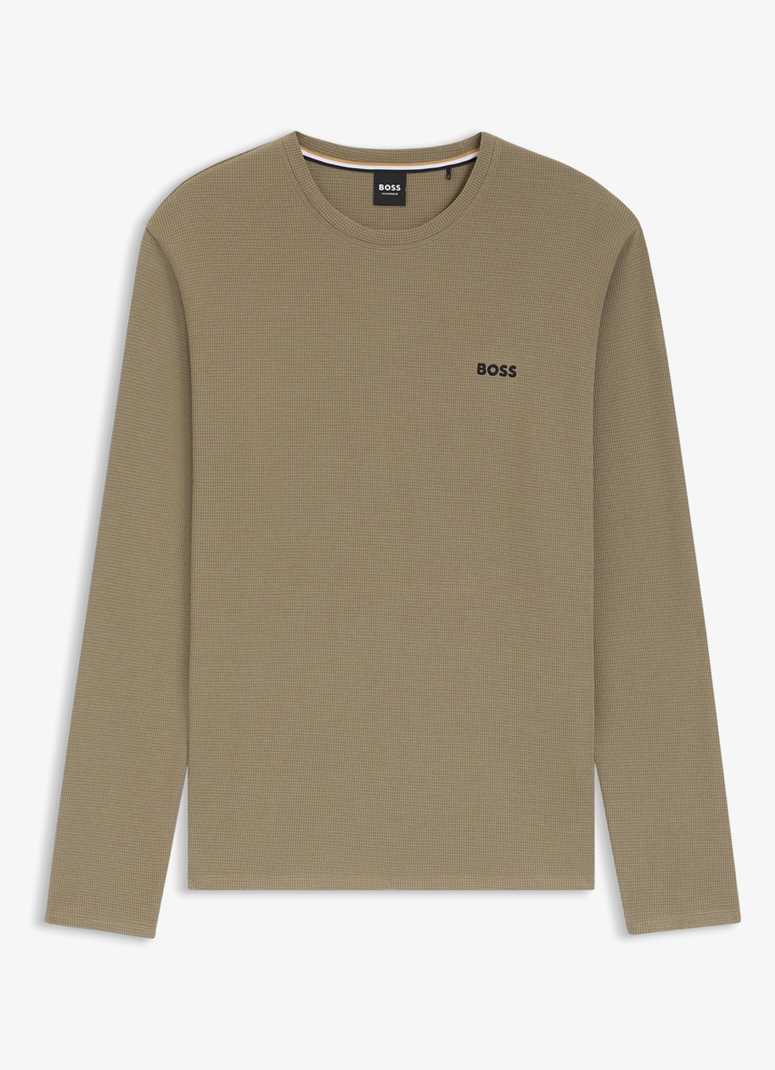 BOSS Pyjamatop met structuur en logo - voorkant bruin