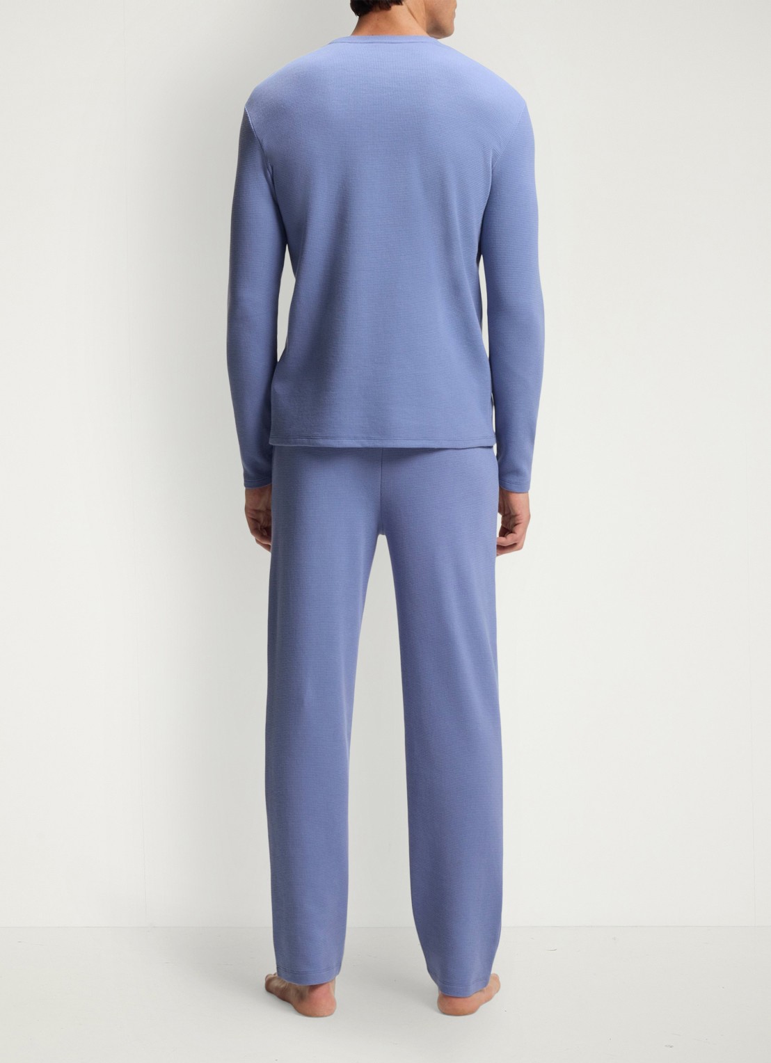 BOSS Pyjamatop met structuur en logo - achterkant 3 lichtblauw