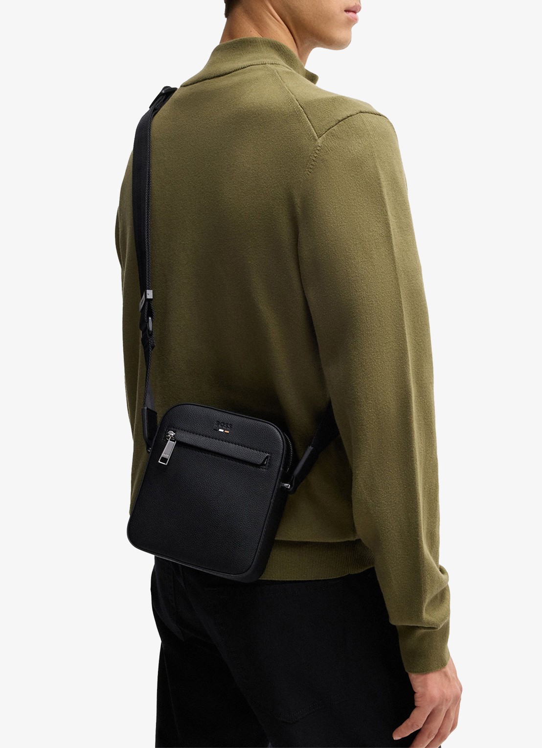 BOSS Ray NS crossbodytas met logo - voorkant 6 zwart