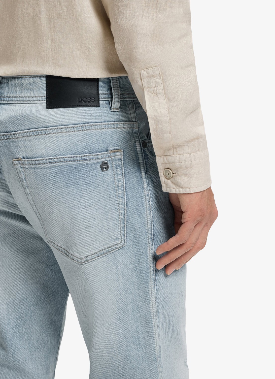 BOSS RE.MAINE-1-BO straight fit jeans met lichte wassing - detail 3 light/pastel blue-453 / blauw