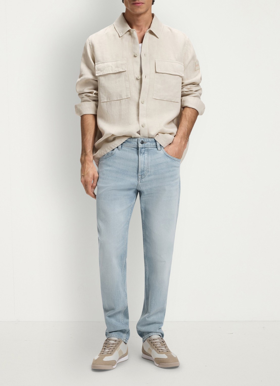 BOSS RE.MAINE-1-BO straight fit jeans met lichte wassing - voorkant 6 light/pastel blue-453 / blauw