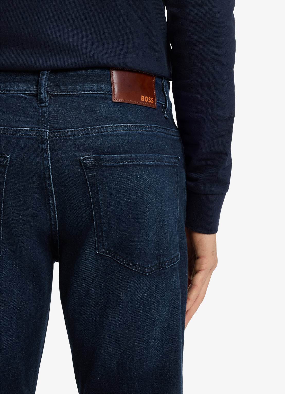 BOSS Re.Maine regular fit jeans met donkere wassing - detail 3 donkerblauw