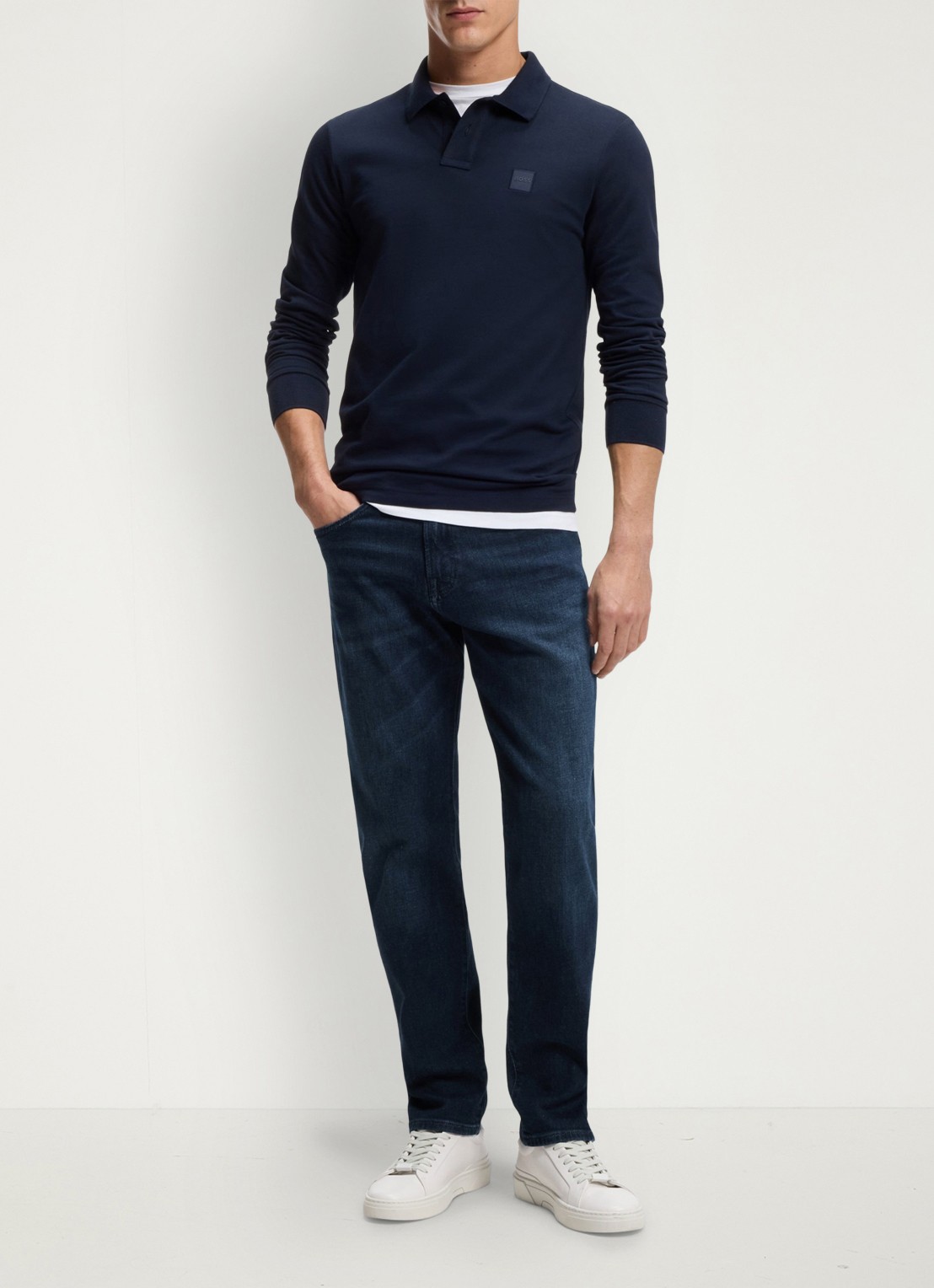 BOSS Re.Maine regular fit jeans met donkere wassing - voorkant 7 donkerblauw