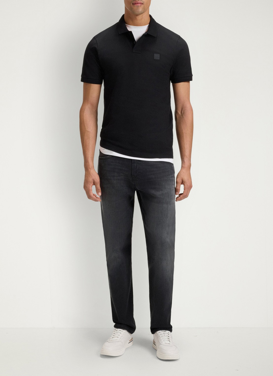 BOSS Re.Maine straight leg jeans met gekleurde wassing - voorkant 2 zwart