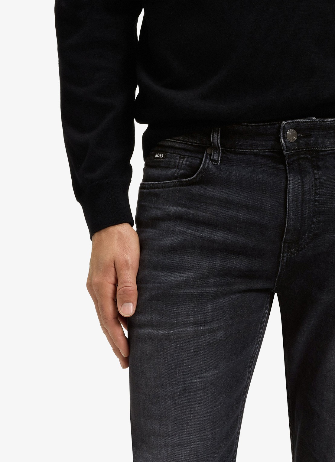 BOSS Re.maine straight leg jeans met gekleurde wassing - detail 4 donkergrijs