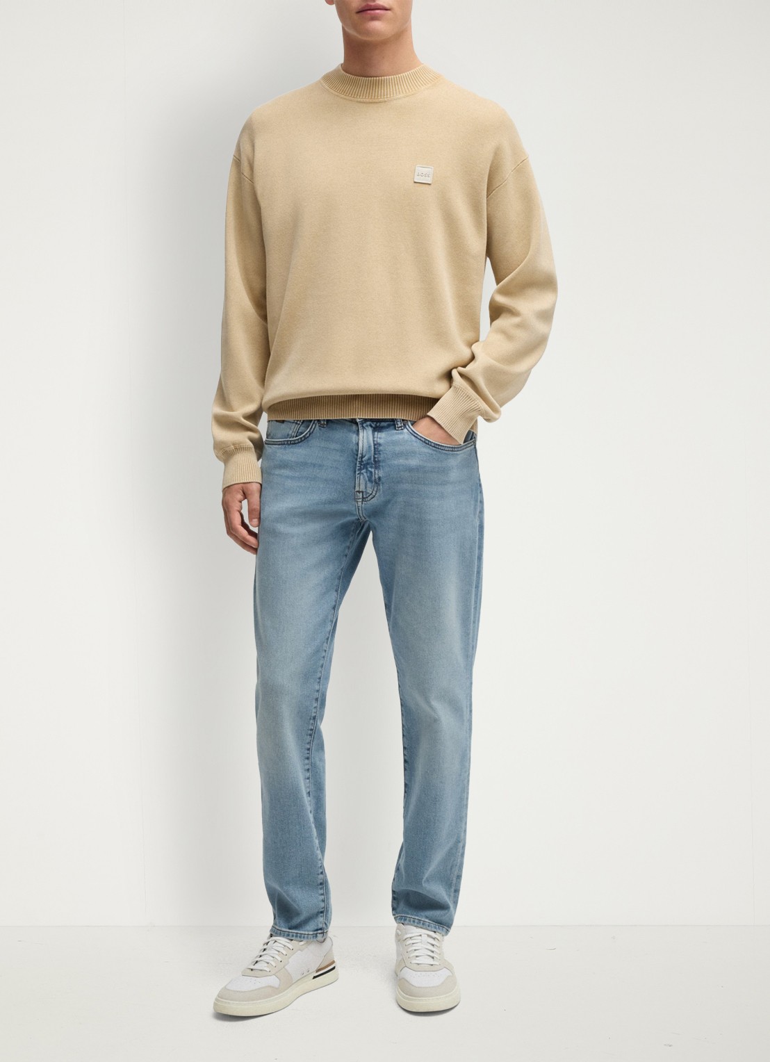BOSS Re.Maine straight leg jeans met lichte wassing - voorkant 2 indigo