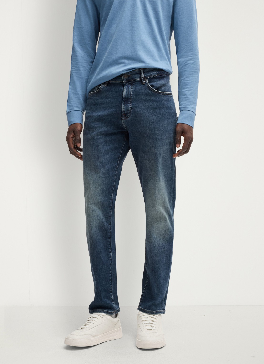 BOSS Re.Maine straight leg jeans met medium wassing - detail 3 indigo