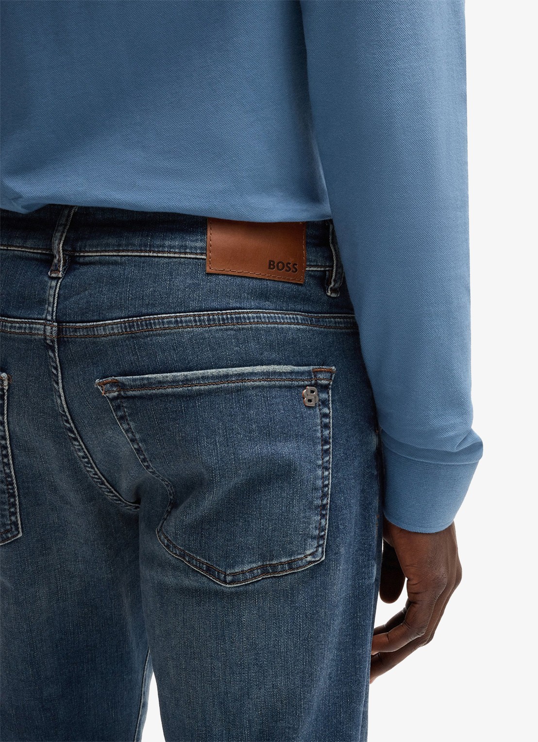 BOSS Re.Maine straight leg jeans met medium wassing - detail 6 indigo
