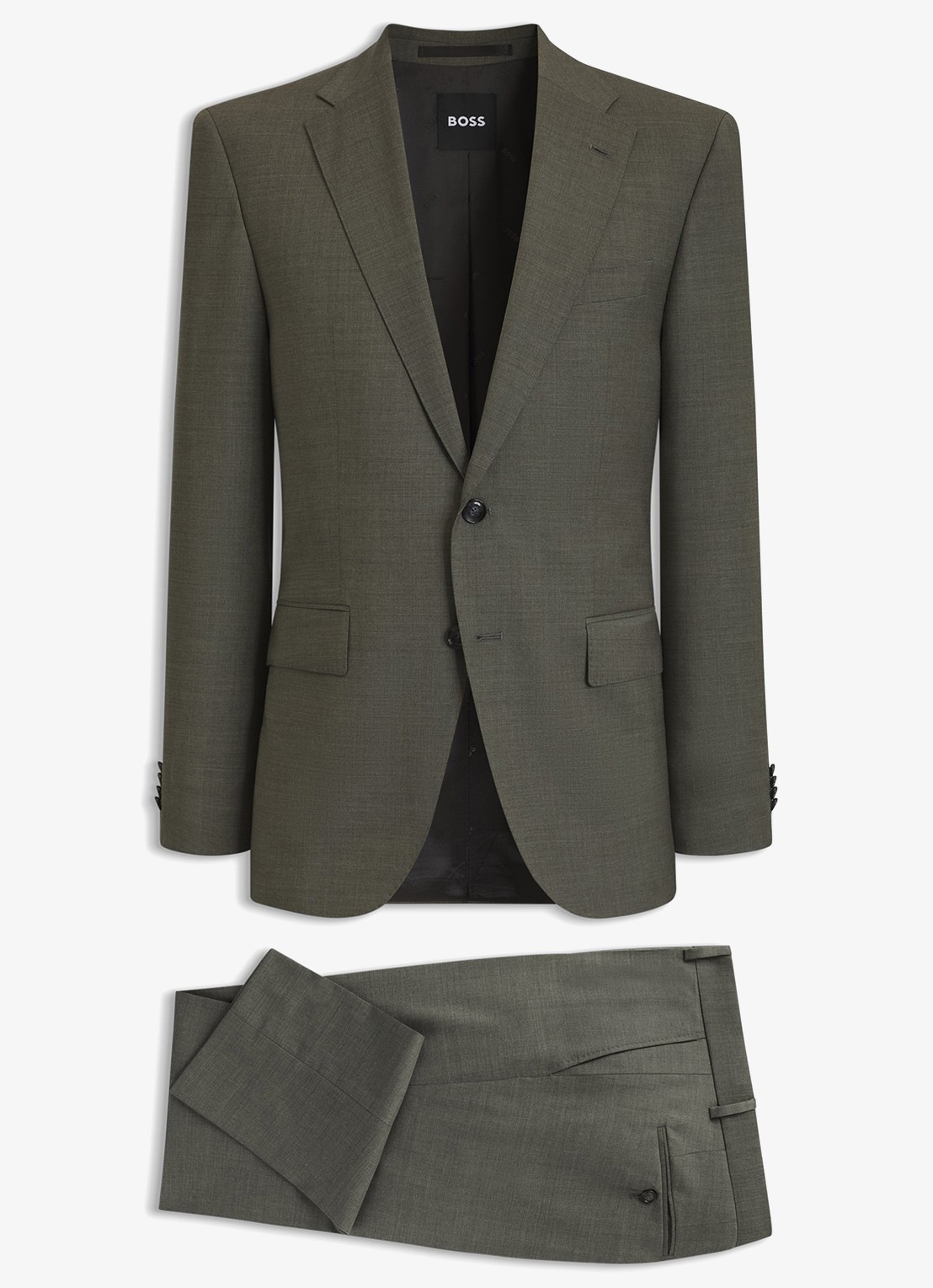 BOSS Regular fit 2-delig pak van gemêleerde stretchwol - voorkant 2 open green-347 / groen