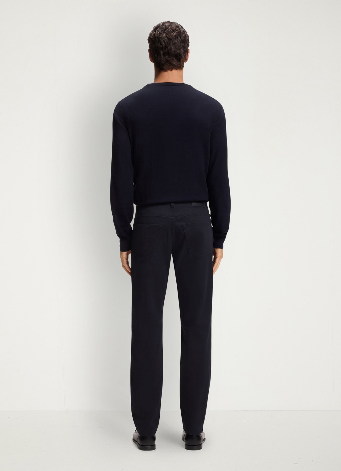 BOSS Regular fit broek met steekzakken - achterkant 6 donkerblauw