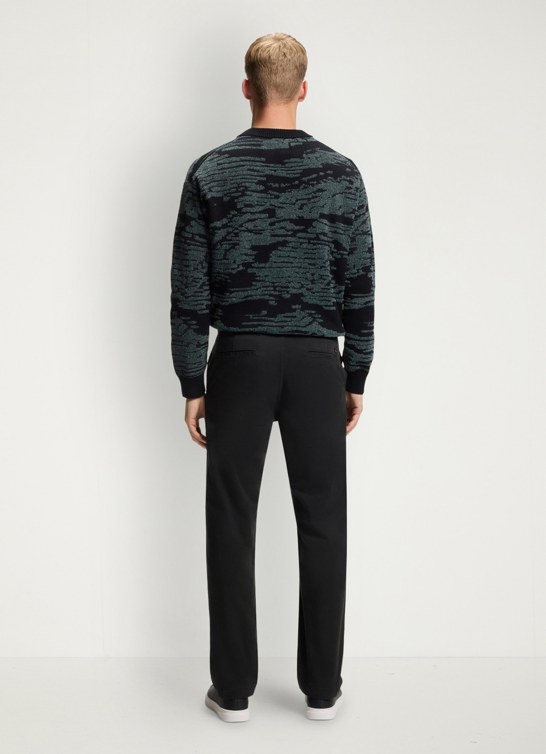 BOSS Regular-fit broek van elastisch katoenen satijn - achterkant 9 zwart