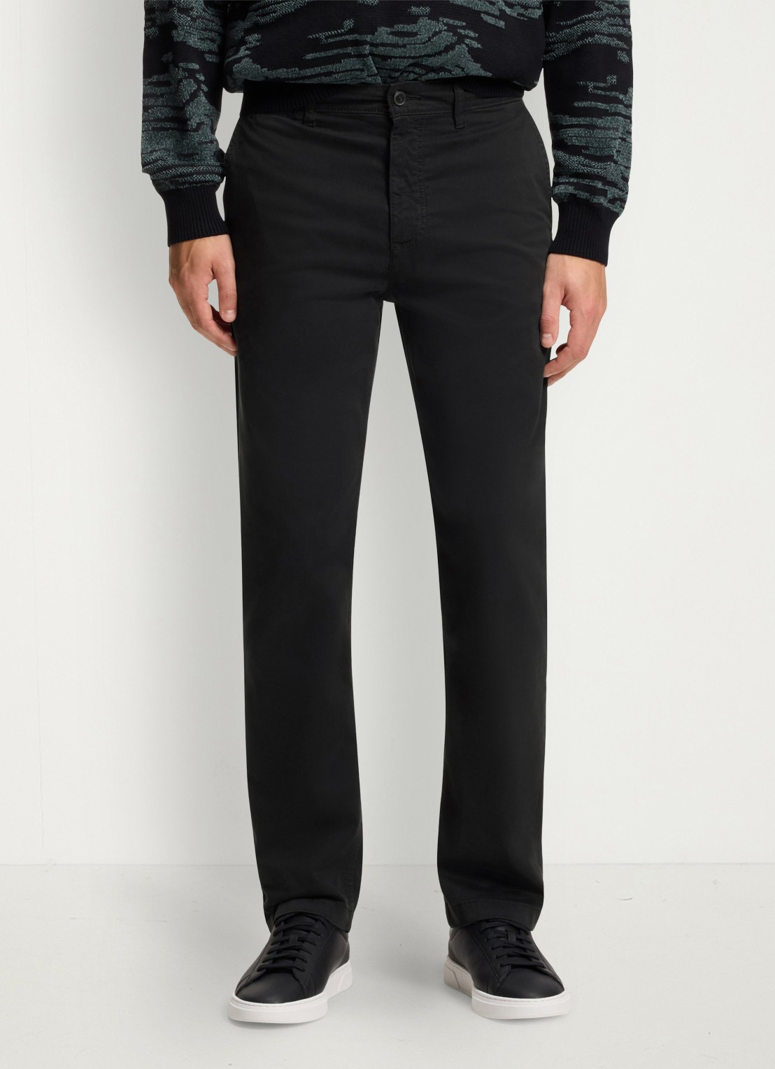 BOSS Regular-fit broek van elastisch katoenen satijn - detail zwart
