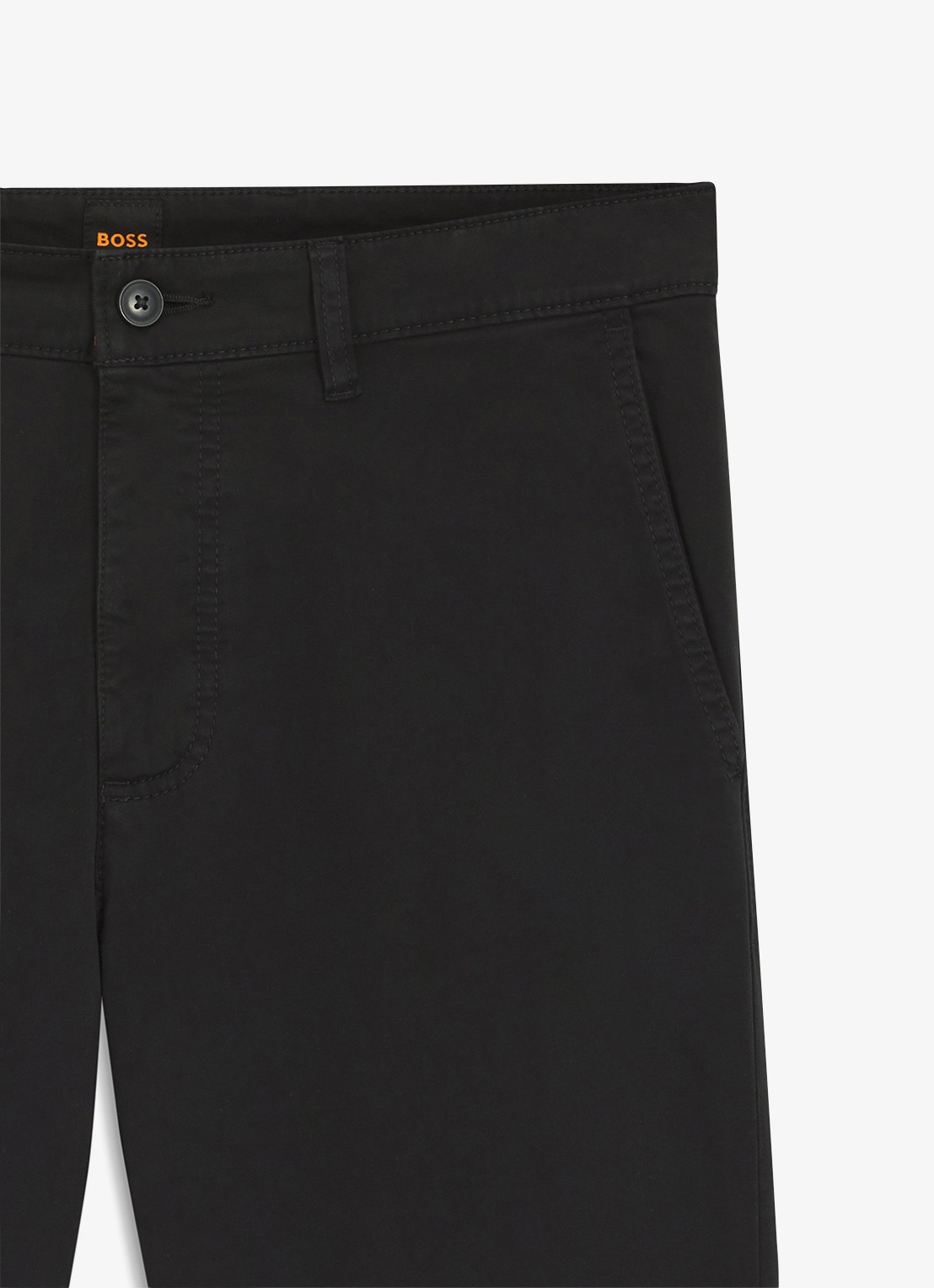 BOSS Regular-fit broek van elastisch katoenen satijn - detail 3 zwart