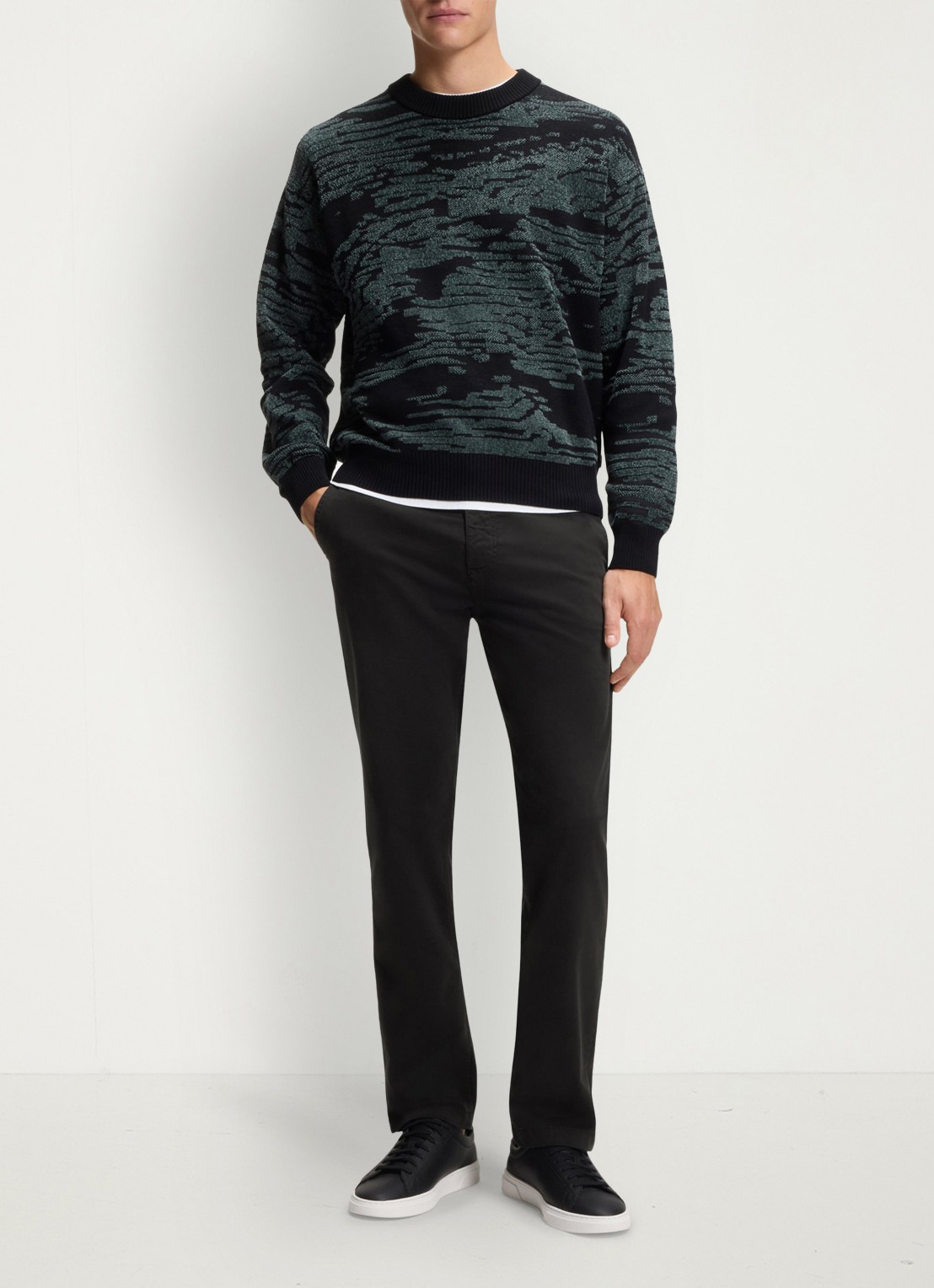 BOSS Regular-fit broek van elastisch katoenen satijn - voorkant 7 zwart
