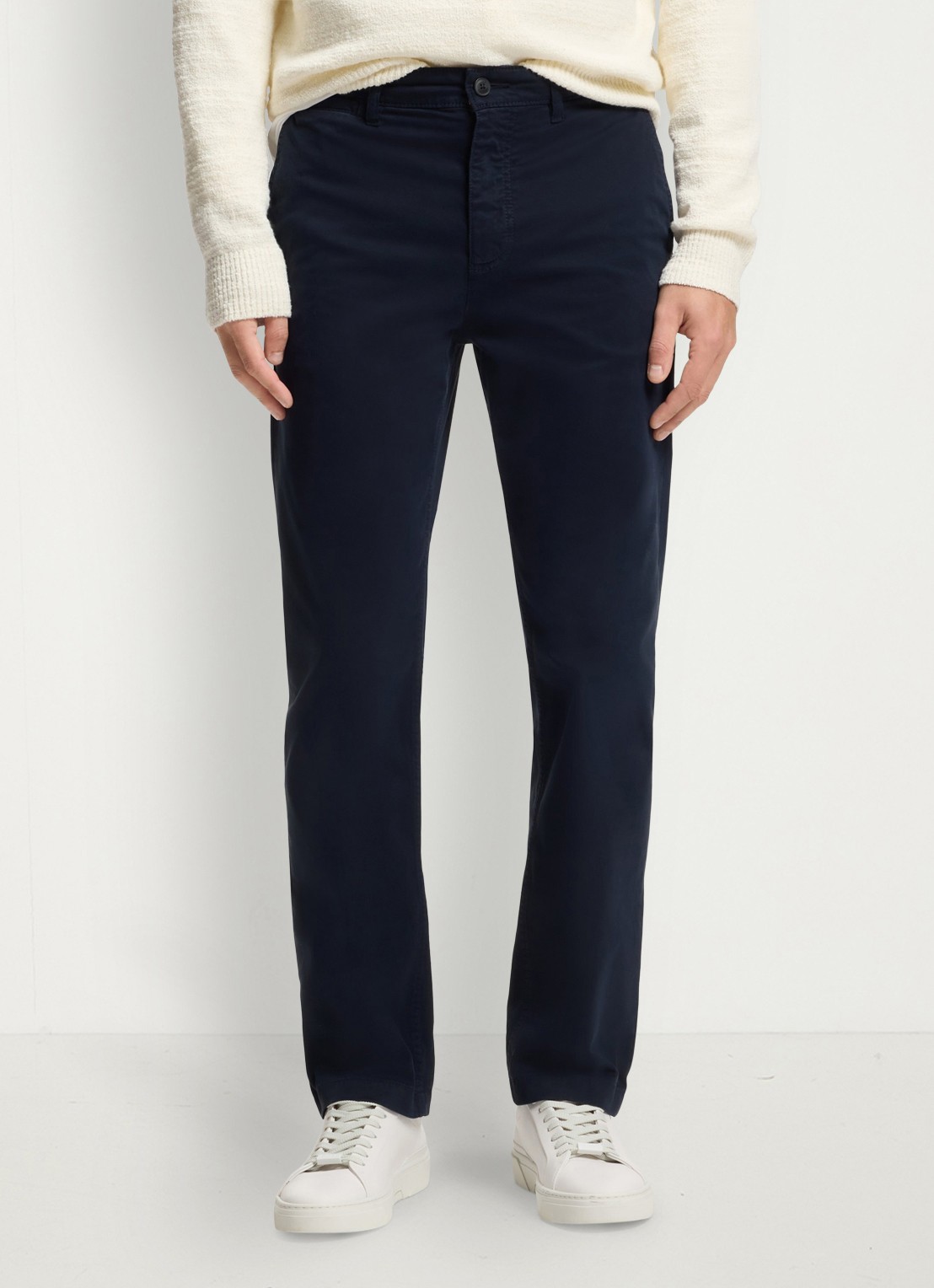 BOSS Regular-fit broek van elastisch katoenen satijn - detail 6 donkerblauw
