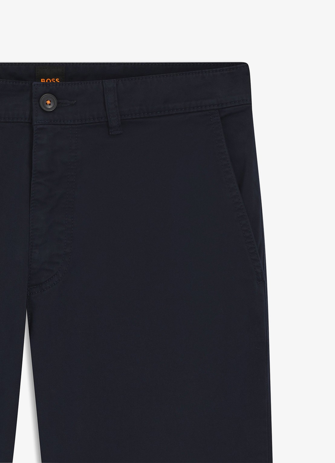 BOSS Regular-fit broek van elastisch katoenen satijn - detail 7 donkerblauw