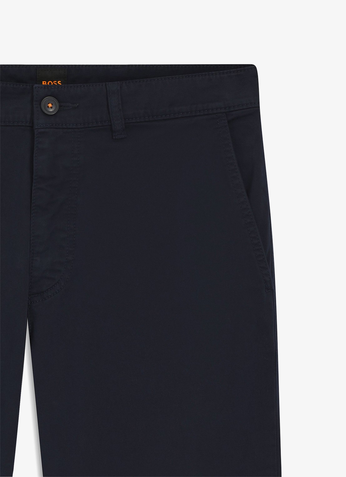 BOSS Regular-fit broek van elastisch katoenen satijn - detail 8 donkerblauw