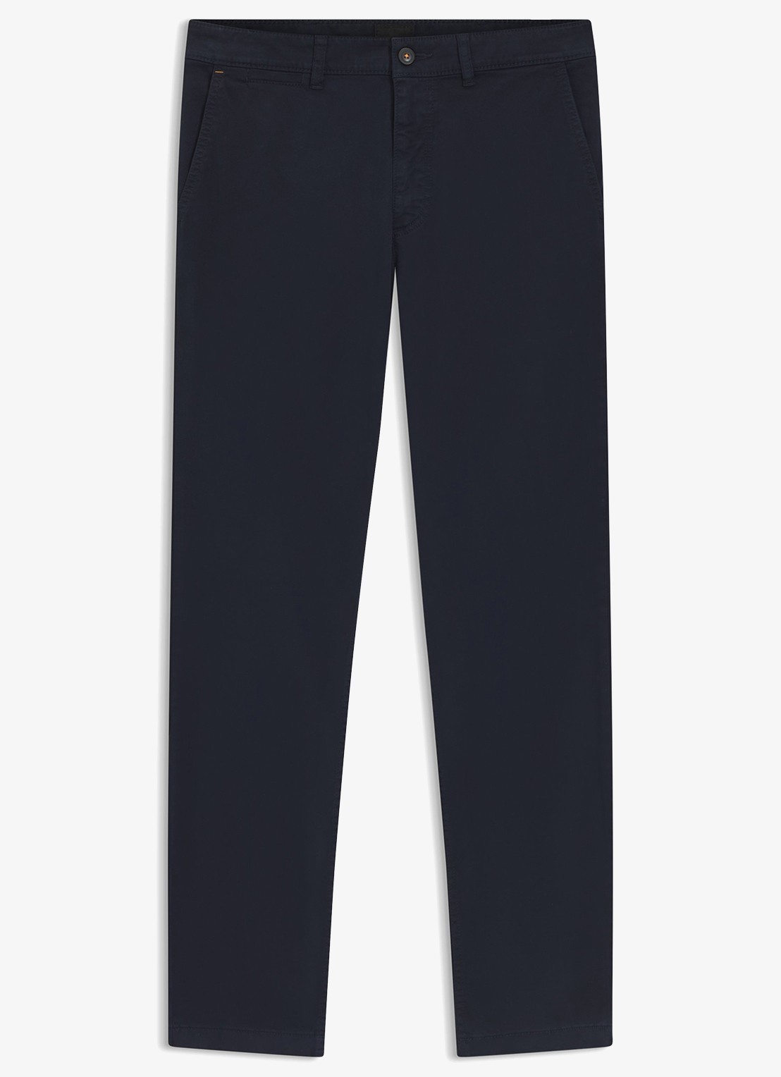 BOSS Regular-fit broek van elastisch katoenen satijn - voorkant donkerblauw