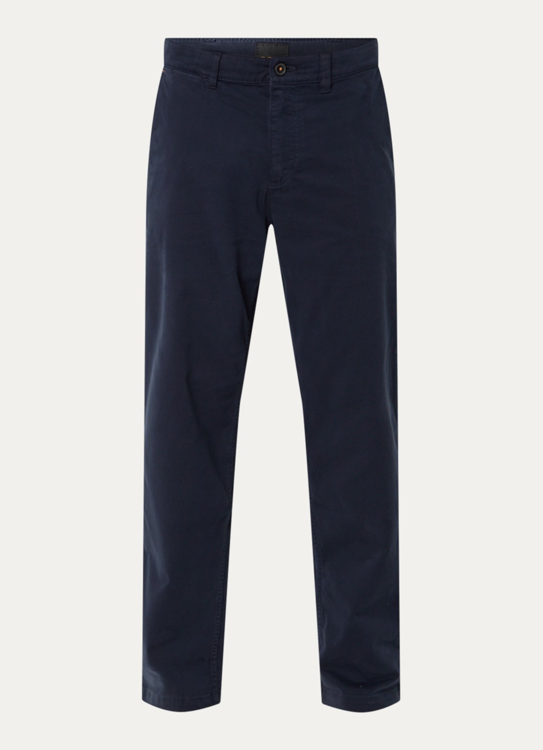 BOSS Regular-fit broek van elastisch katoenen satijn - voorkant 3 donkerblauw