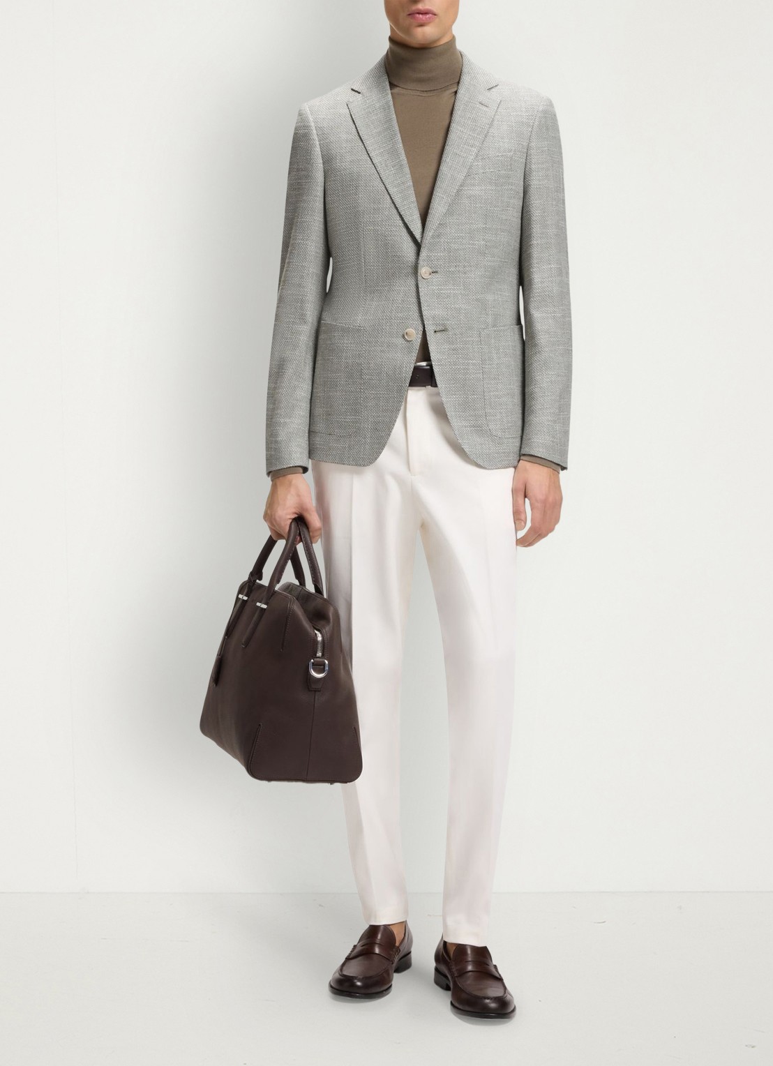 BOSS Regular fit colbert in linnenblend - voorkant 6 grijs