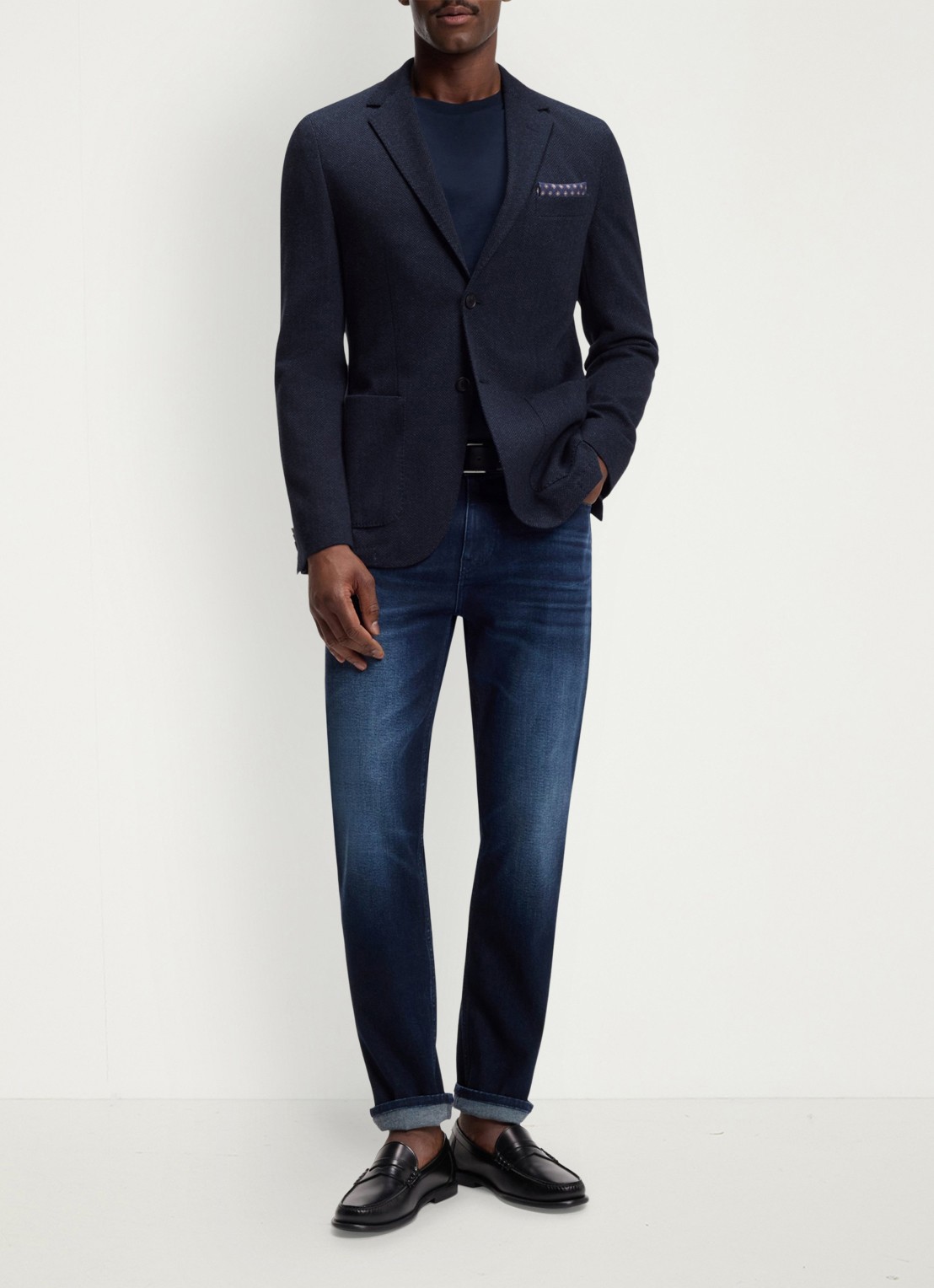BOSS Regular fit colbert met opgestikte zakken  - voorkant donkerblauw
