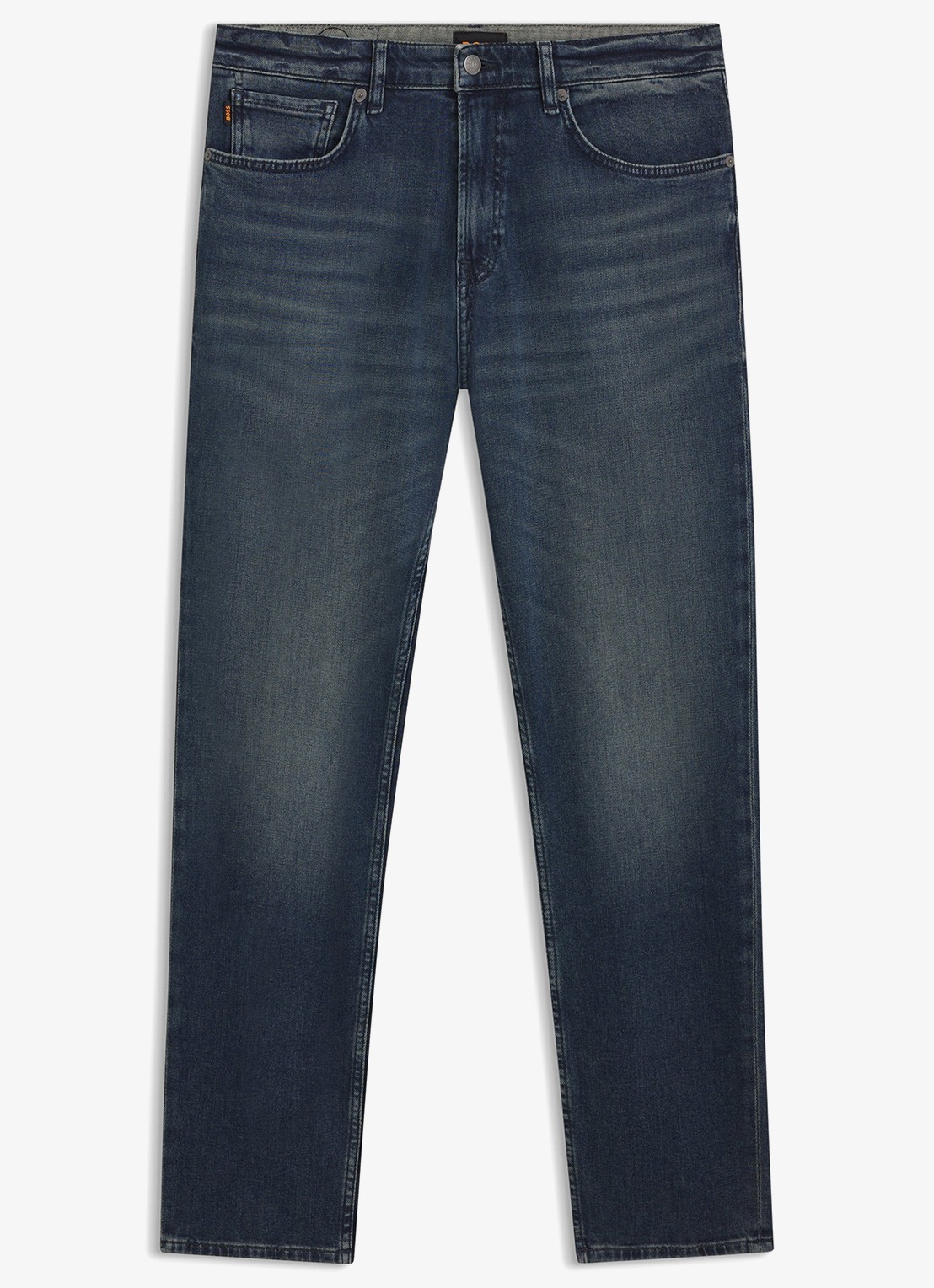 BOSS Regular fit jeans met steekzakken - voorkant 5 donkerblauw