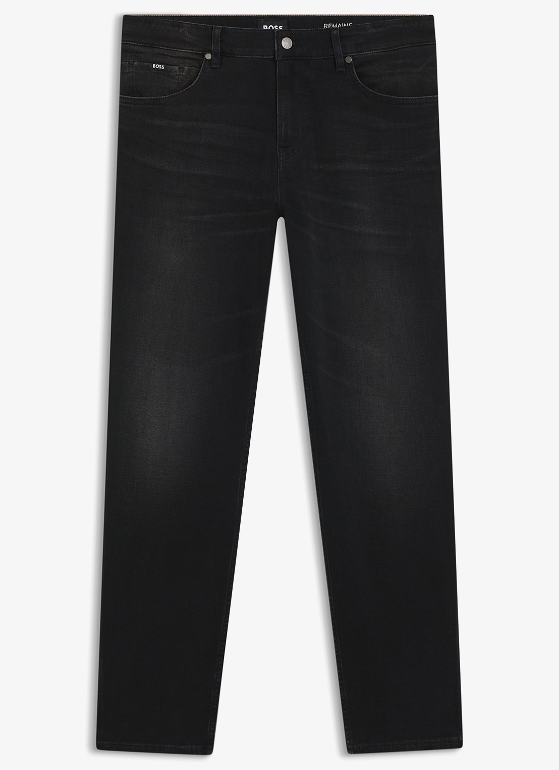 BOSS Regular fit jeans met steekzakken - voorkant zwart