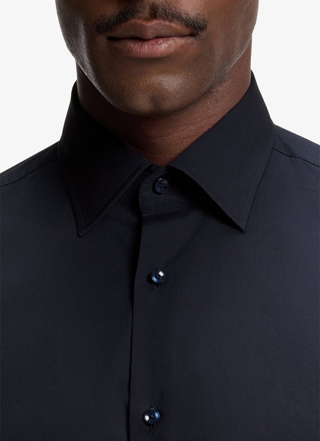 BOSS Regular fit overhemd in katoenblend - detail 3 donkerblauw