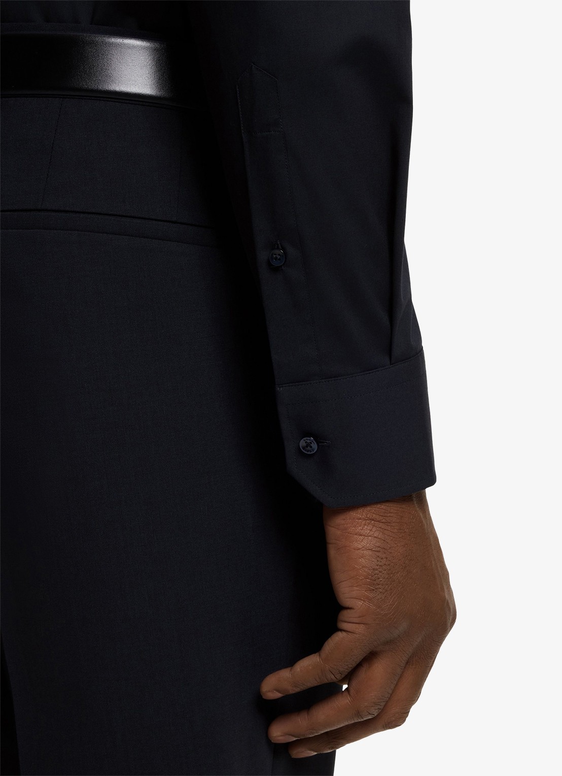 BOSS Regular fit overhemd in katoenblend - detail 4 donkerblauw