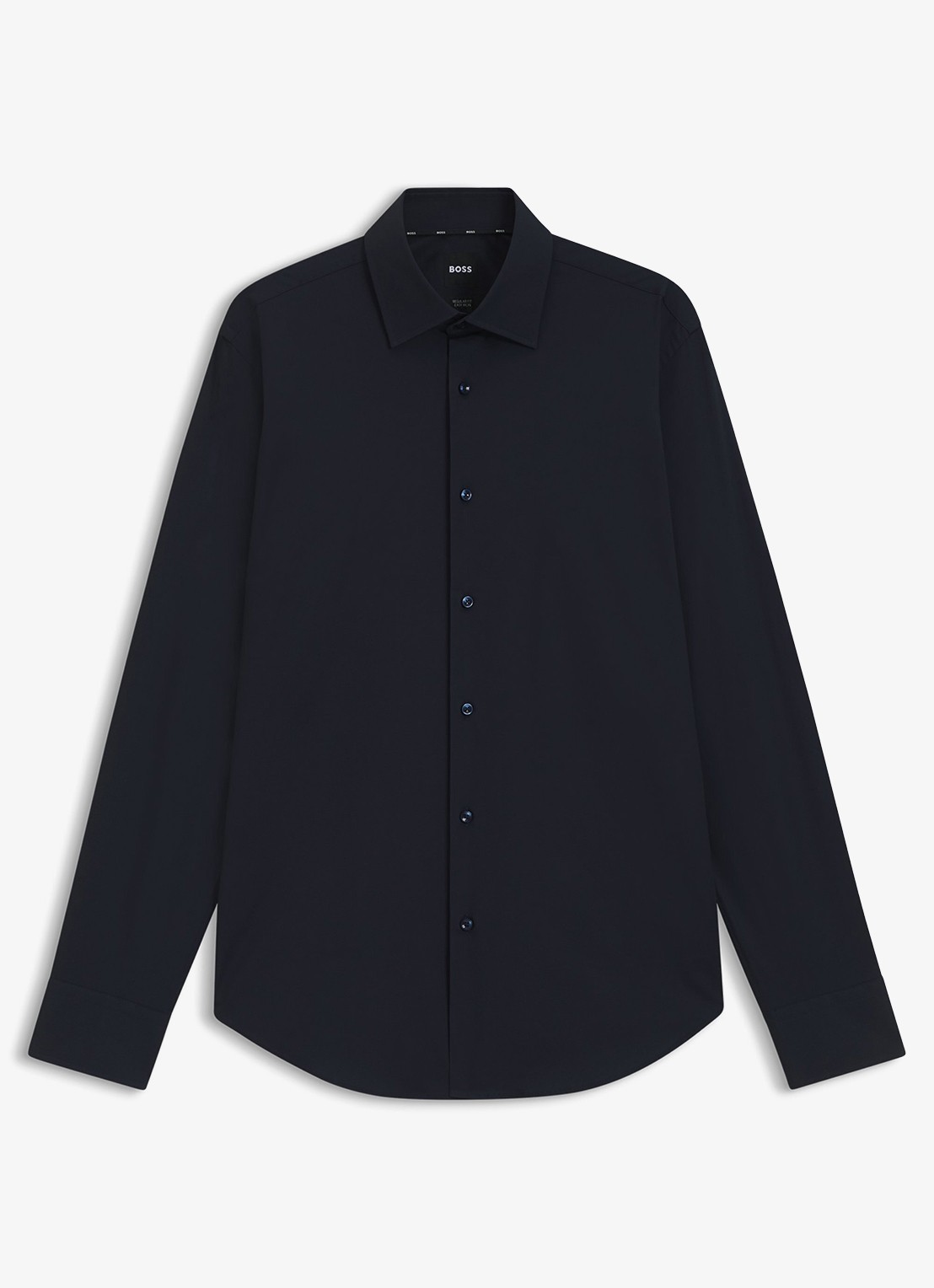 BOSS Regular fit overhemd in katoenblend - voorkant 5 donkerblauw
