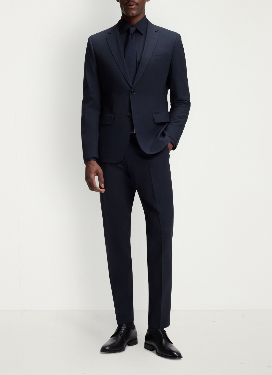 BOSS Regular fit overhemd in katoenblend - voorkant 6 donkerblauw