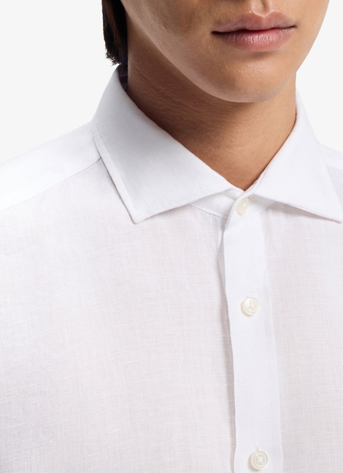 BOSS Regular fit overhemd in linnen met kent kraag - detail 5 wit