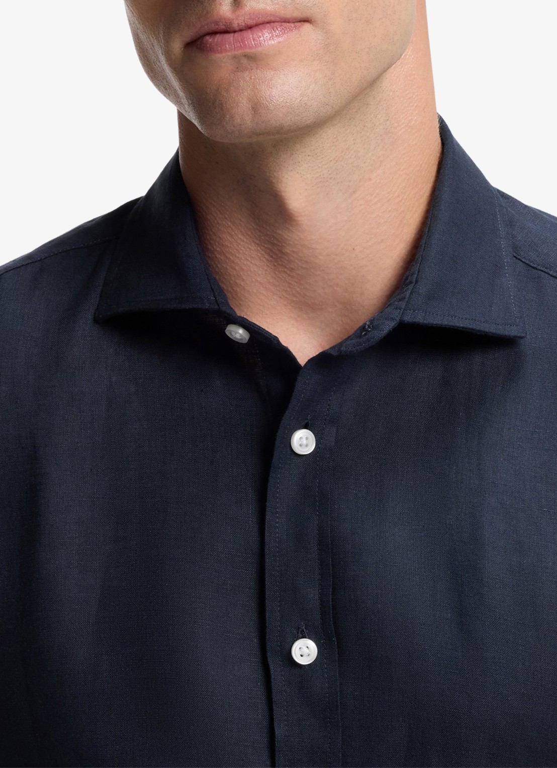 BOSS Regular fit overhemd in linnen met kent kraag - detail 5 donkerblauw