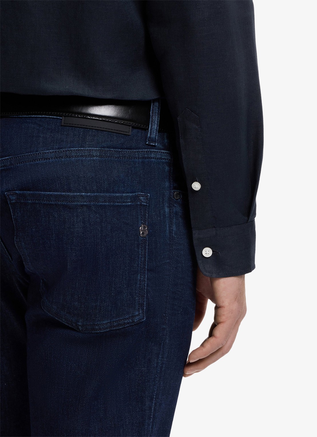 BOSS Regular fit overhemd in linnen met kent kraag - detail 6 donkerblauw
