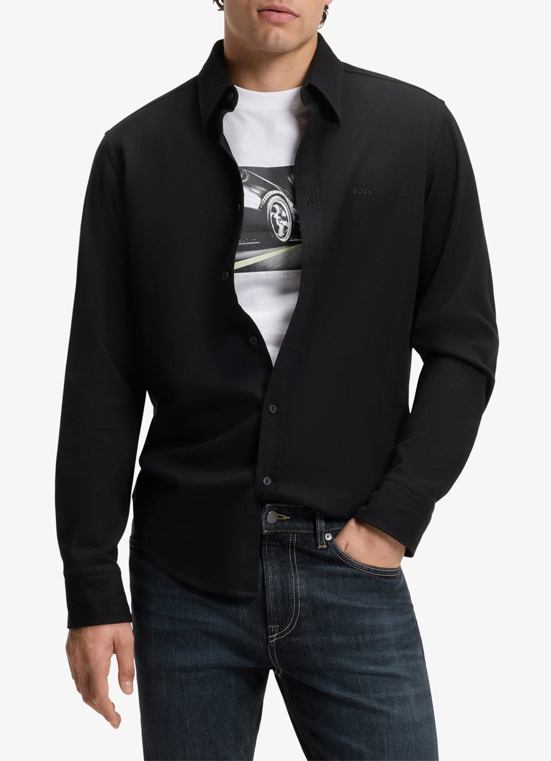 BOSS Regular fit overhemd met logo - detail 3 zwart