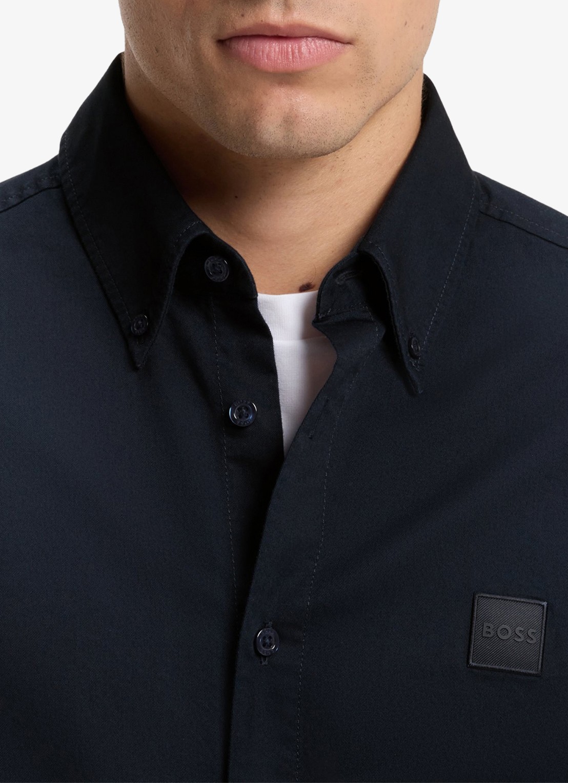 BOSS Regular fit overhemd met logo - detail 5 donkerblauw