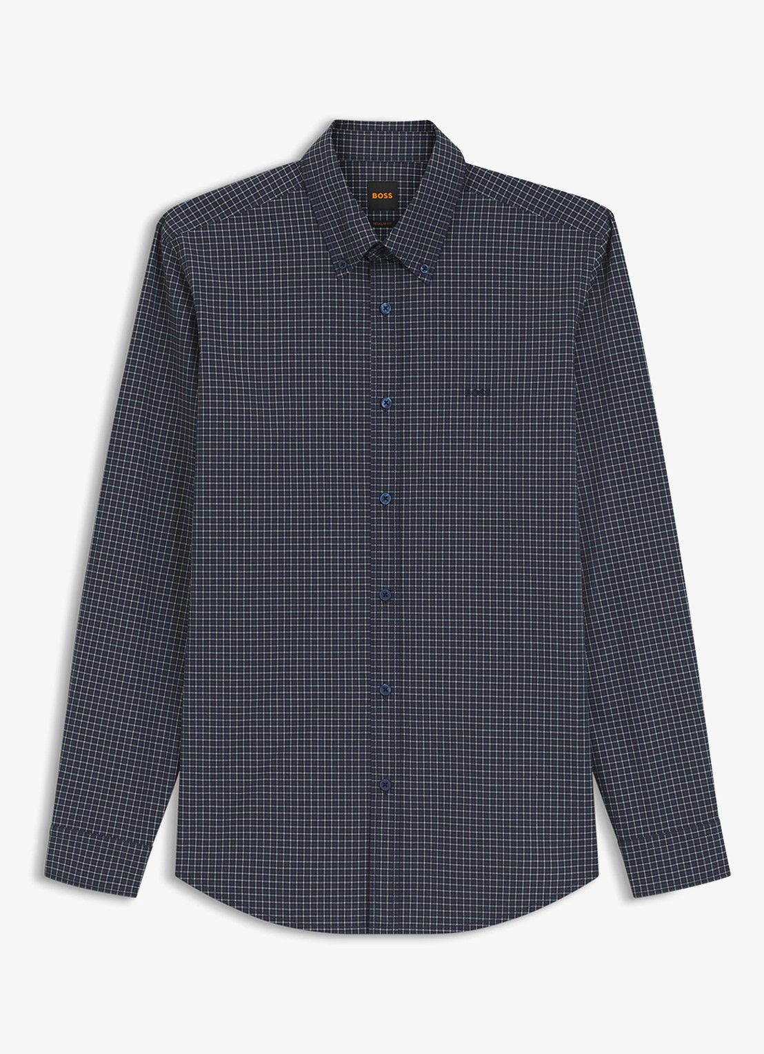 BOSS Regular fit overhemd met ruitdessin - voorkant donkerblauw