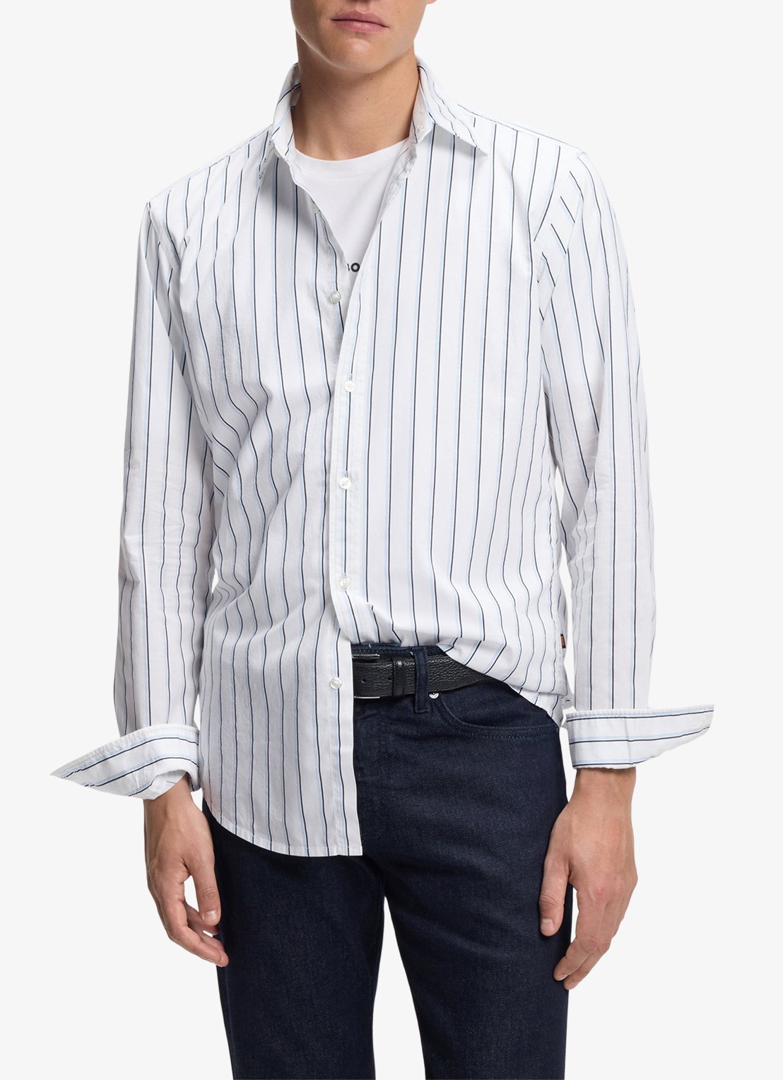 BOSS Regular fit overhemd met streepprint - detail 4 wit